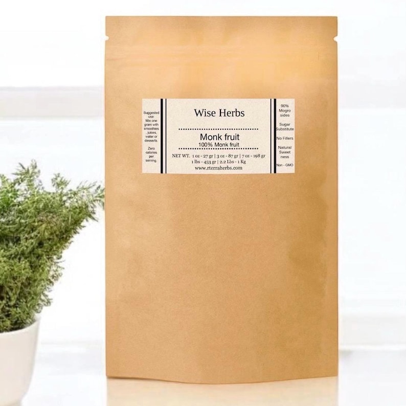Shop Organic Monk fruit - Luo Han Guo | 100% Monk Fruit | No Fillers | Natural Sweetener | Organic | Cruelty-Free | Vegan |  No Filler |  No GMO