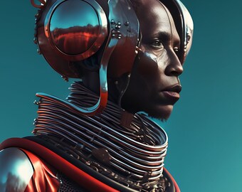 Sci-fi , Afro futuristic maasai man in space