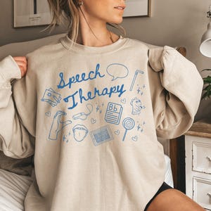 Speech Therapy Sweatshirt Minimalist SLP Fine Line Doodle Crewneck Speech Therapist Gift Speech Language Pathologist Cozy Pullover