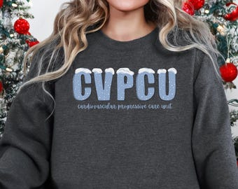 CVPCU Sweatshirt Christmas Cardiovascular Progressive Care Unit Sweatshirt Xmas Gift for Cardiac Nurse Nursing School Graduation Gift