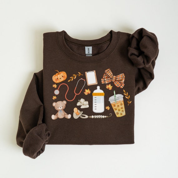 NICU Nurse Fall Sweatshirt Watercolor Neonatal ICU Nurse Crewneck Autumn Neonatal Intensive Care Unit Rn Pullover Thanksgiving NP Apparel