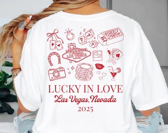 Lucky In Love Las Vegas Bachelorette Shirt Retro Casino Party Tee Comfort Colors Bride Girls Trip Vegas Wedding Bridal Shower Gift