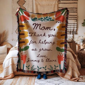 Manta tejida para el Día de la Madre, manta personalizada con carta para mamá, manta de picnic para suegra, manta para abuela, manta bohemia personalizada para mamá