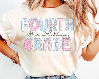 Comfort Colors® Custom Fourth Grade Shirt, Customized 4th Grade Teacher Shirts, Retro Teacher Tshirt, Retro Back to School, First Day Tee