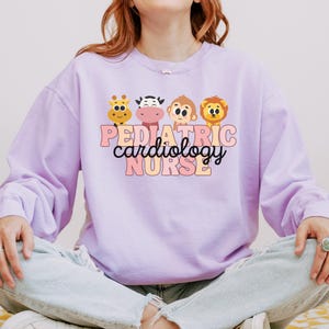 Pediatric Cardiology Nurse Sweatshirt Comfort Colors Peds Cardiac Nurse Crewneck PCICU Apparel Peds Cardiology Rn Pullover Animals