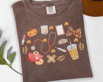 Nurse Shirt Comfort Colors Fall CNA Shirt Physicians Assistant Shirt Autumn Nurse Practitioner TShirt Thanksgiving RN Tee Halloween NP Top