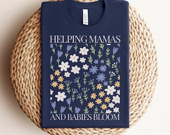 Doula Shirt Mother Baby Nurse Shirt Cute Postpartum Nurse Tshirt Baby Nurse T-Shirt For Work Antepartum Nurse Tee Lactation Consultant Top