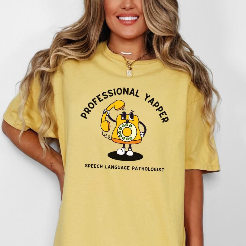 Speech Therapy Shirt Comfort Colors Speech Therapist TShirt Aesthetic Speech Language Pathologist SLP Tee Cute SPLA Top for Work Funny Mustard