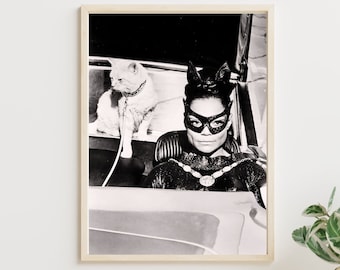 Eartha Kitt | Black and White Vintage Television Photo | Original Cat Woman | Digital Download | Meow Female Superhero Villain Cat Lover Art