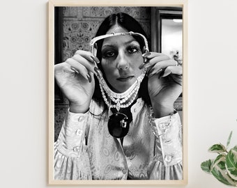 Cher | Beautiful Black and White Vintage Photo of Singer Cher | Sonny and Cher Show | Digital Download | Retro Printable Wall Art | Digital