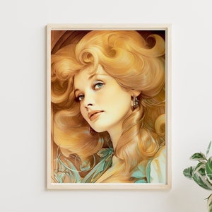 Dolly | Beautiful Portrait of Dolly Parton | Country Music Female Singer | Digital Download Ready to be Framed | Vintage Retro Wall Art