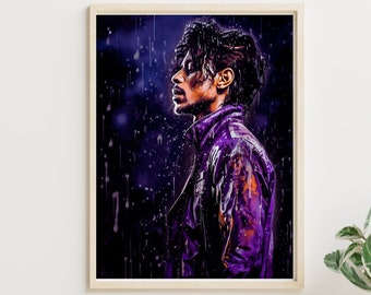 Prince | Beautiful Portrait of Prince | Purple Rain | Male Singer | Digital Download Ready to be Framed | Vintage Retro Musician Wall Art
