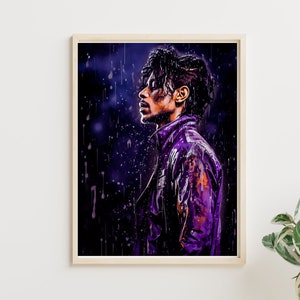 Prins | Prachtig portret van prins | Paarse regen | Zanger | Digitale download klaar om te worden ingelijst | Vintage retro muzikant kunst aan de muur