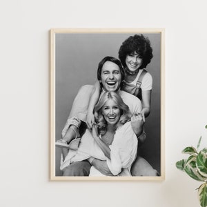 Three&#39;s Company | Black and White Vintage Photo | Classic TV Show | Digital Download | Retro Printable Wall Art | Funny Television Show