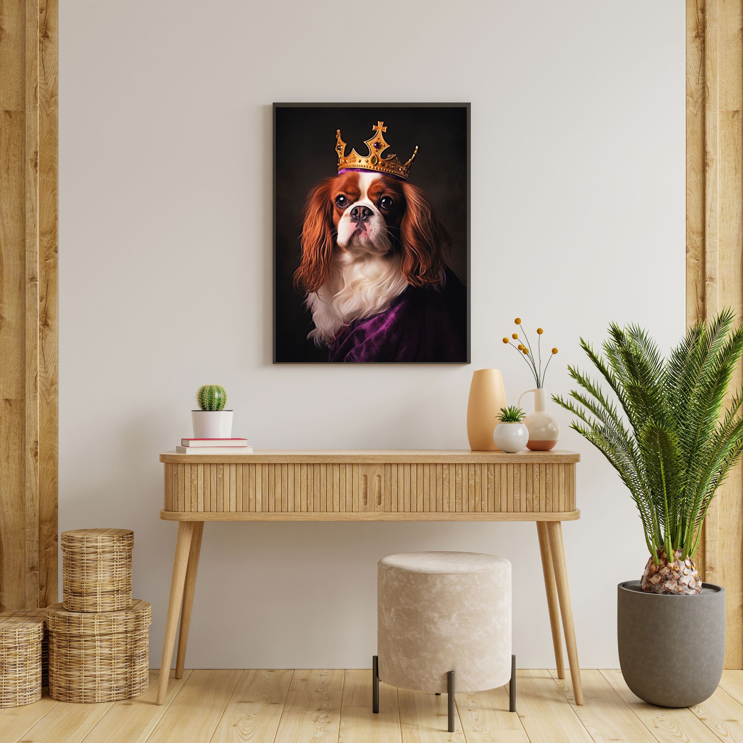 Cavalier King Charles Spaniel | Vintage Print of Royal Dog Dressed as ...