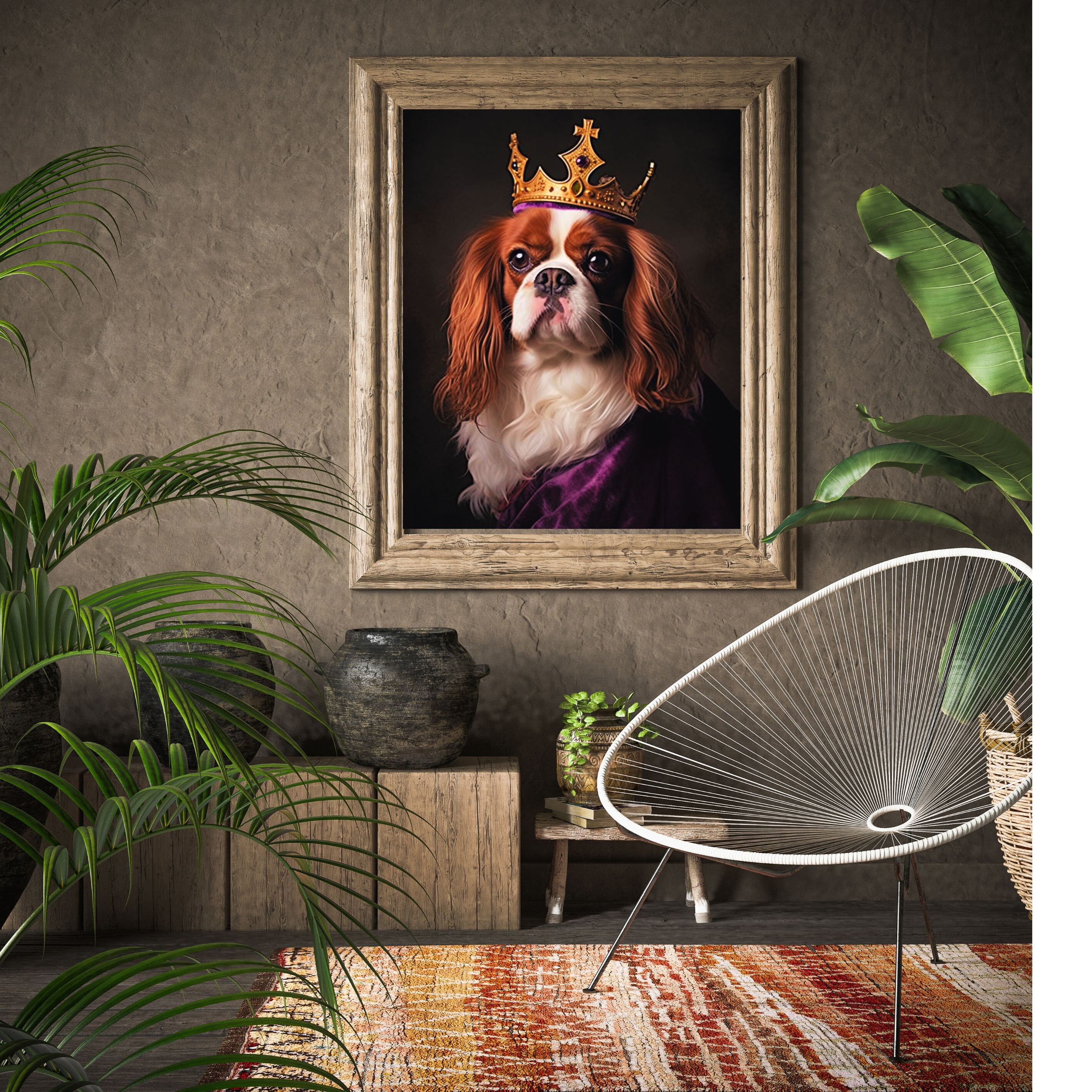 Cavalier King Charles Spaniel | Vintage Print of Royal Dog Dressed as ...