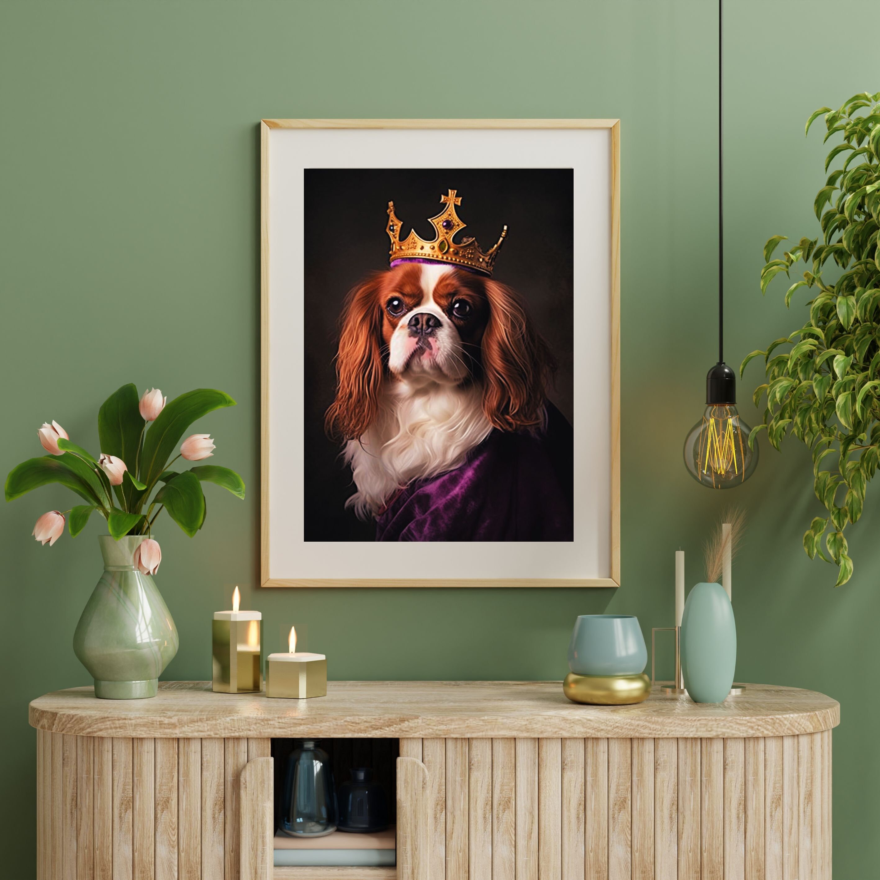 Cavalier King Charles Spaniel | Vintage Print of Royal Dog Dressed as ...