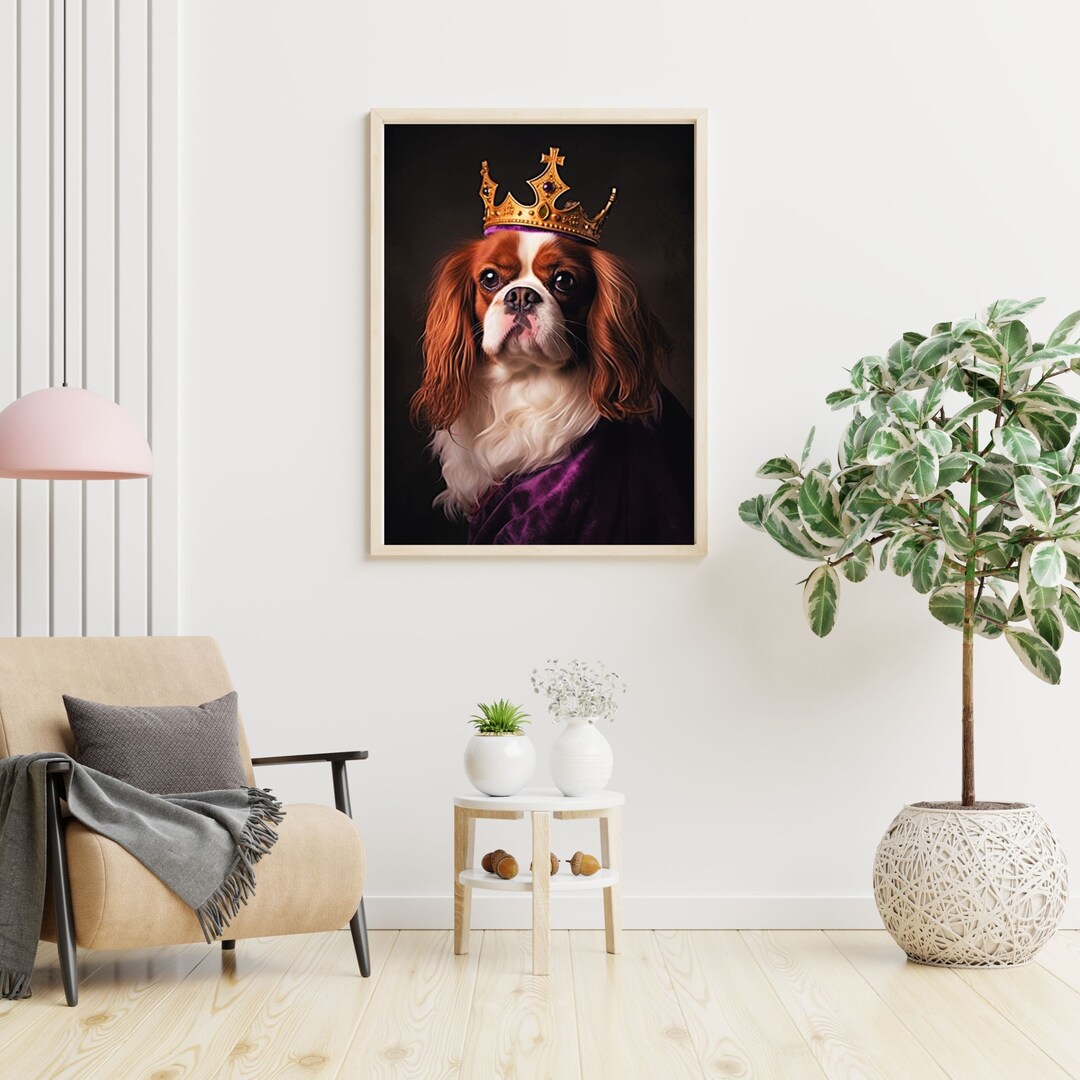 Cavalier King Charles Spaniel | Vintage Print of Royal Dog Dressed as ...