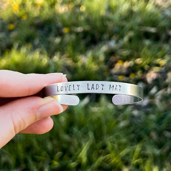 Lovely Lady May, Hand Stamped Western Cuff Bracelet