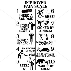 Physical Therapy Improved Pain Scale png, Ortho Rehab Memes, Personal Trainer Jokes, Exercise / Fitness jpg, Commercial Use Digital Graphic