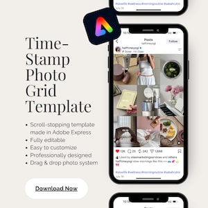 Time-Stamp Photo Grid Template | Adobe Express Drag and Drop Social Media Design