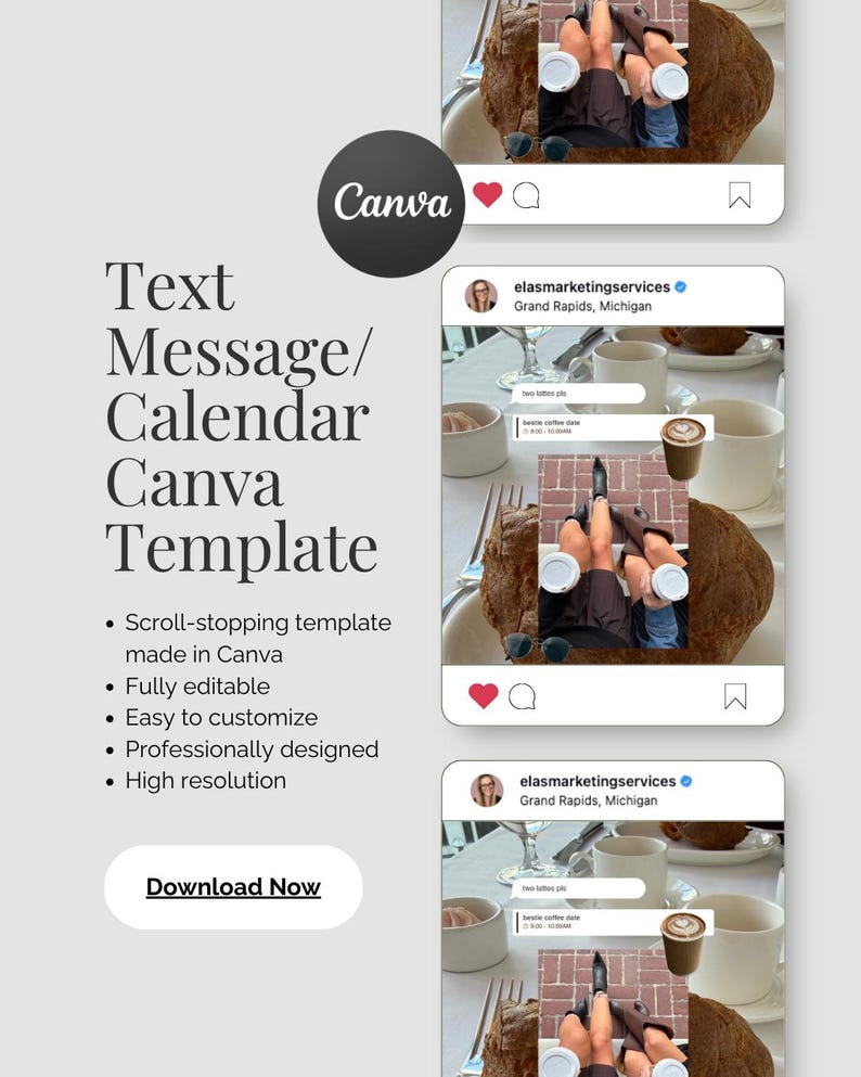 Text Message / Calendar Collage Canva Template | Trending Instagram ...