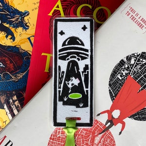 UFO Linocut Bookmark