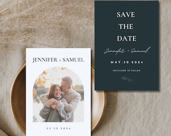 Boho| Minimalistic Wedding Save The Date| Canva Digital Download