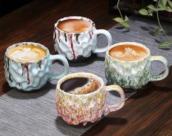Handmade Coarse Glazed Ceramic Mugs | Rustic Pottery Coffee Mug | Perfect Gift