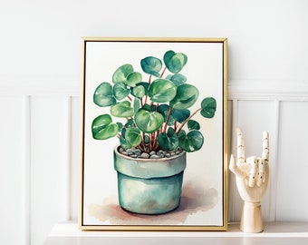Watercolor Peperomia Digital Download, Botanical Art
