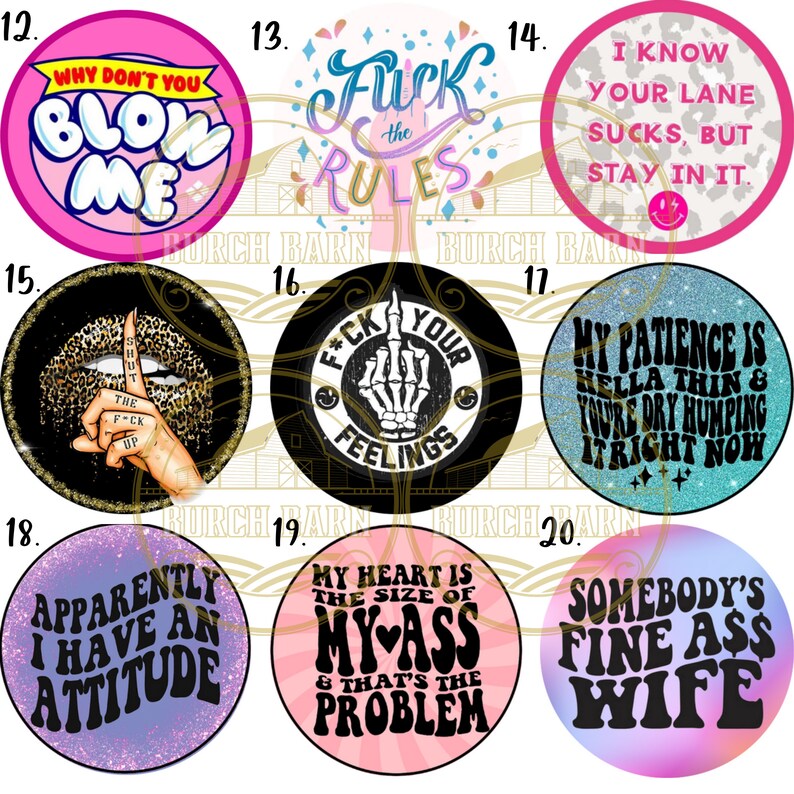 Sarcastic/ Funny Themed Round Cardstock Freshies Etsy