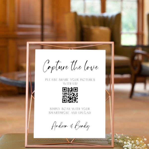 Wedding or event "capture the love" photo upload sign