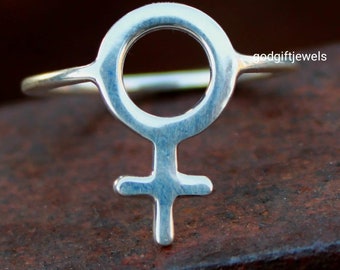 Sterling Silver Female Symbol Ring: Feminist Jewelry