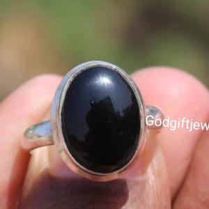 Sterling Silver Black Onyx Ring: Handmade Promise Ring