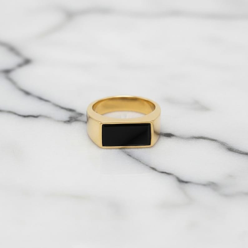 Rectangular Obsidian Ring Black Obsidian Ring 925 Sterling Silver Ring - Rectangular Stone - Etsy
