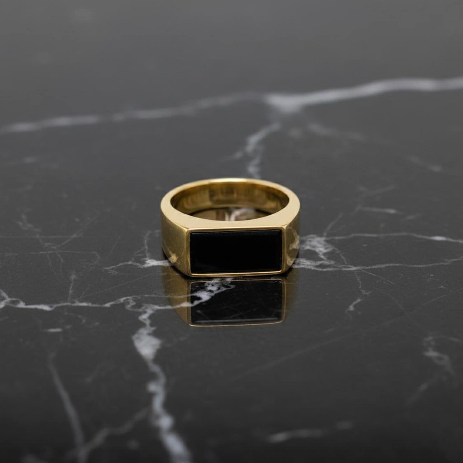 Rectangular Obsidian Ring Black Obsidian Ring 925 Sterling Silver Ring - Rectangular Stone - Etsy