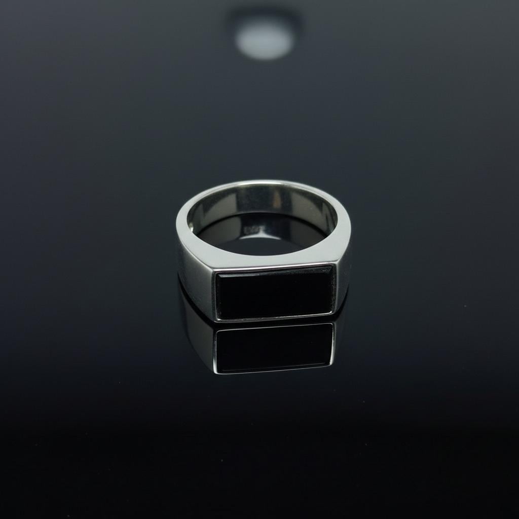 Rectangular Obsidian Ring Black Obsidian Ring 925 Sterling Silver Ring - Rectangular Stone - Etsy