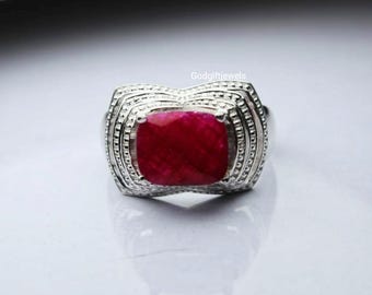 Handmade Red Ruby Ring: Sterling Silver July Birthstone Jewelry