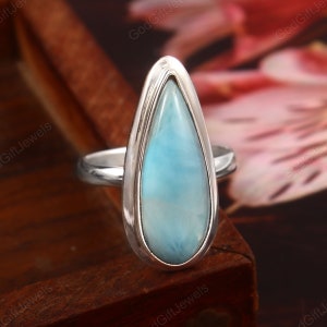 Handmade Larimar Ring: 925 Sterling Silver Gemstone