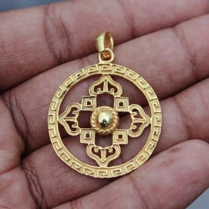 Gold Shri Yantra Pendant: Sterling Silver Mandala Necklace