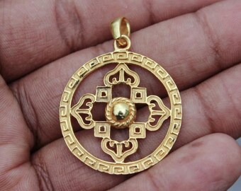 Gold Shri Yantra Pendant: Sterling Silver Mandala Necklace