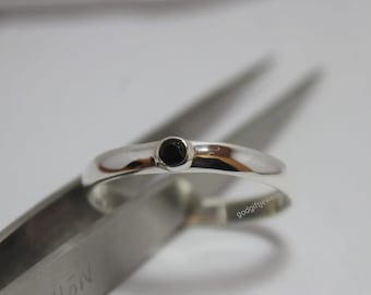 Black Onyx Ring: Handmade 925 Sterling Silver Band