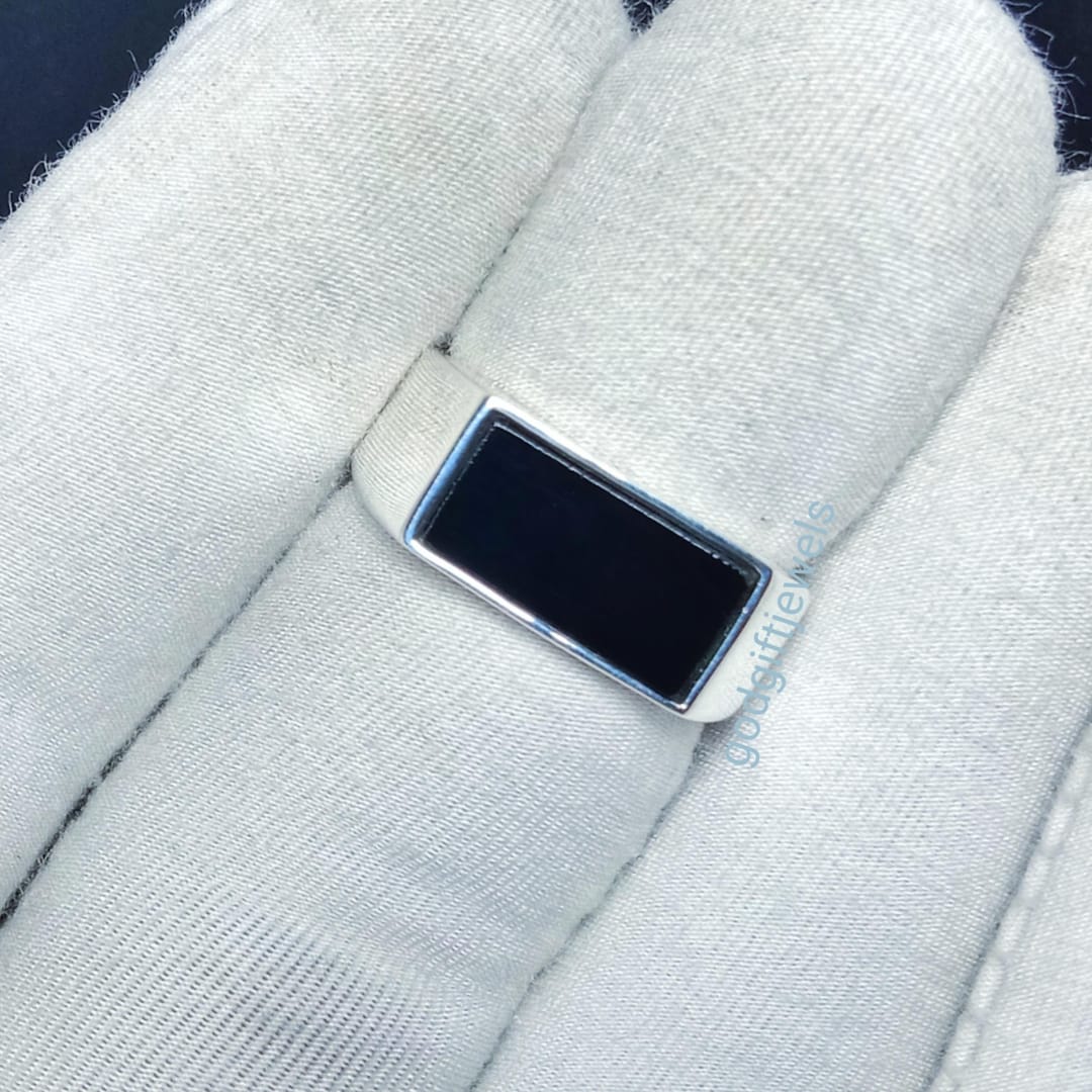 Rectangular Obsidian Ring Black Obsidian Ring 925 Sterling Silver Ring - Rectangular Stone - Etsy
