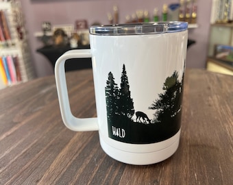 Wild Themed Polar Camel 15 oz. White Vacuum Insulated Mug with Slider Lid