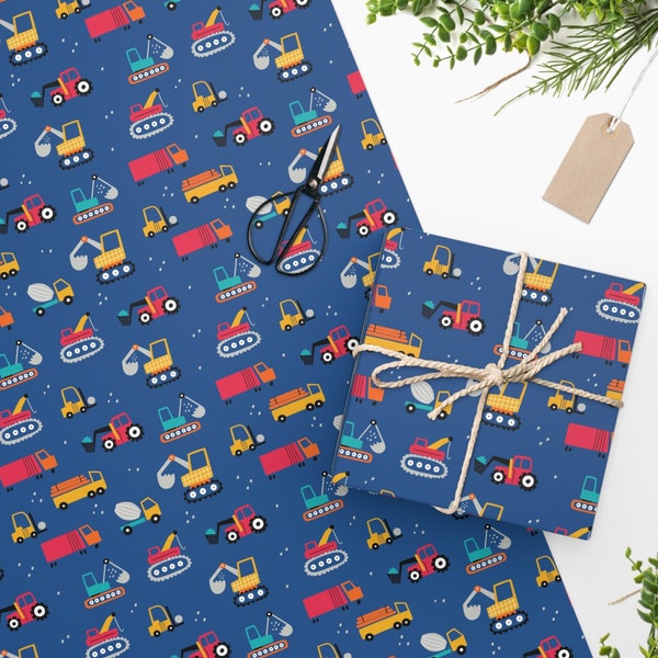 Digger Truck Wrapping Paper Etsy