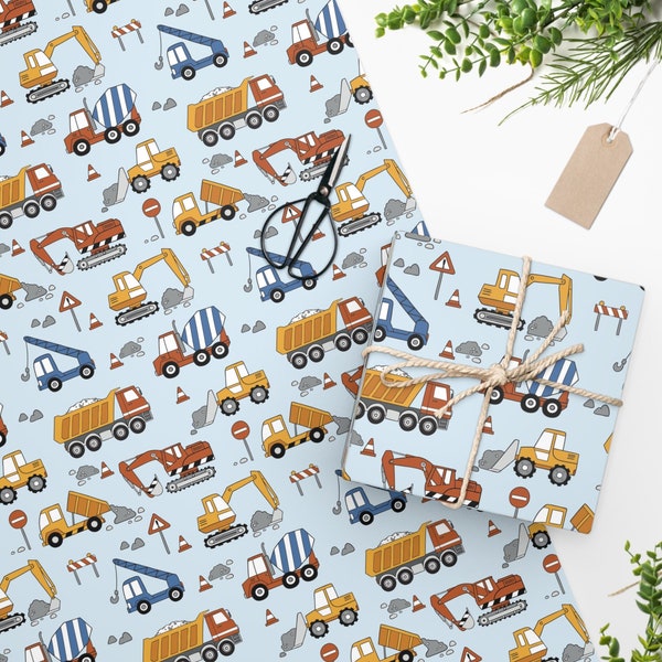 Digger Truck Wrapping Paper Etsy