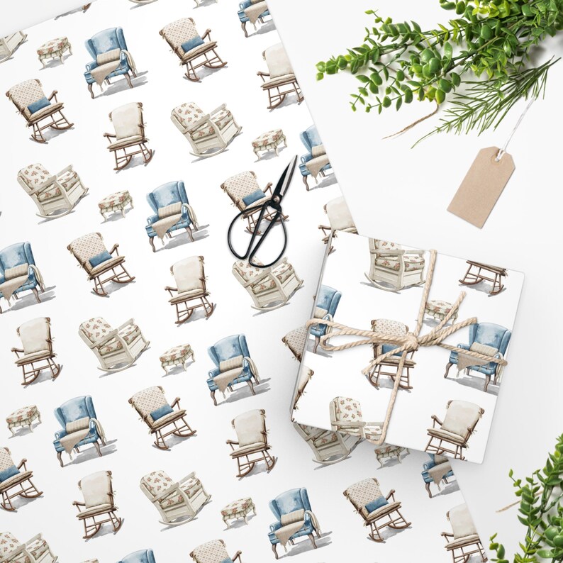Retirement Wrapping Paper, Rocking Chair Design Great for Wrapping a