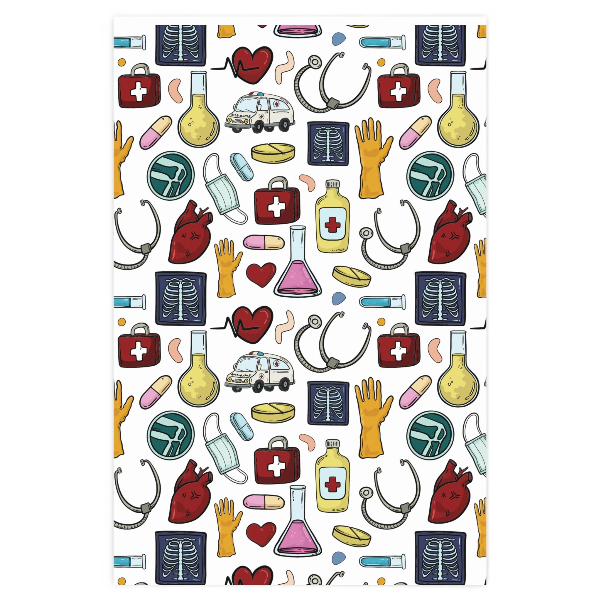 Healthcare Theme Wrapping Paper, Science Wrapping Paper, Cute Wrapping