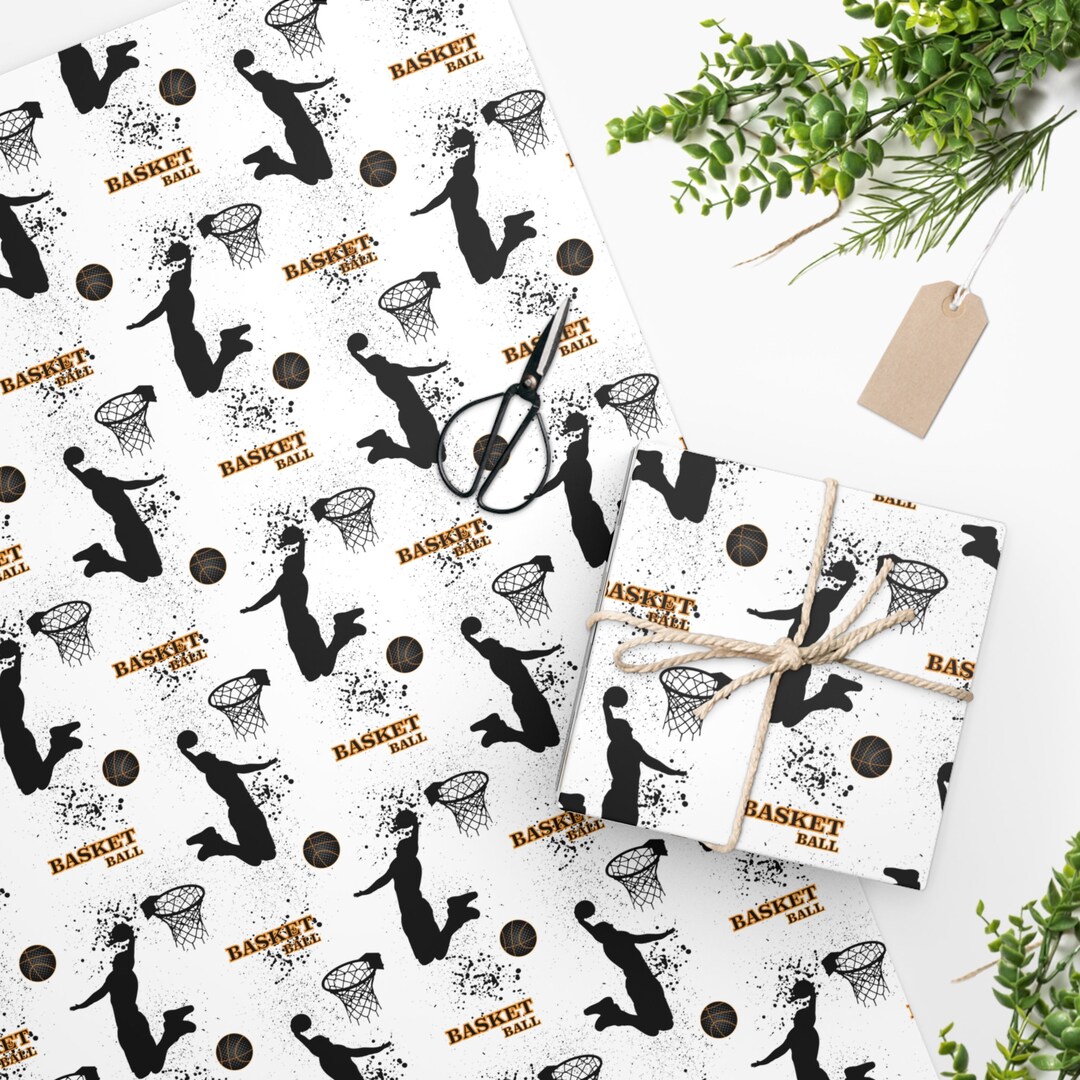 Basketball Wrapping Paper, Teamwork Gift Wrap, Basketball Gift Wrap