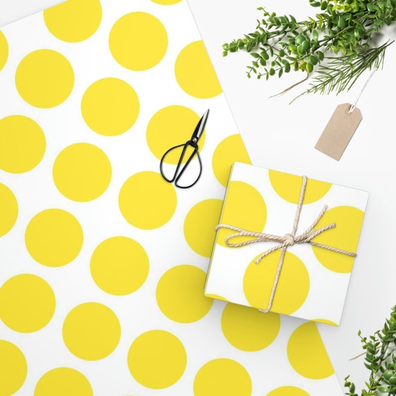 Yellow Wrapping Paper, Polka Dot Wrapping Paper, Cute Wrapping